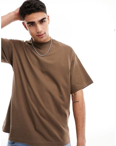 SELECTED Oversized Heavy Weight T-shirt - Brown
