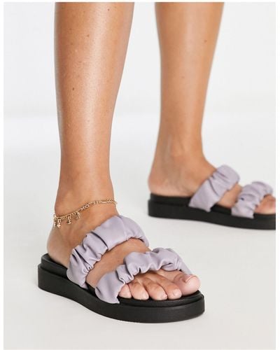 New Look Faux Leather Double Strap Sliders - Purple