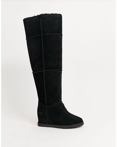 UGG Classic Femme Over-the-knee Sheepskin-lined Suede Boots - Black
