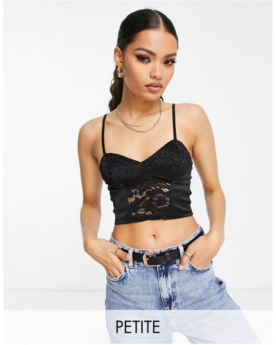 New Look Lace And Satin Mix Bralet - Blue