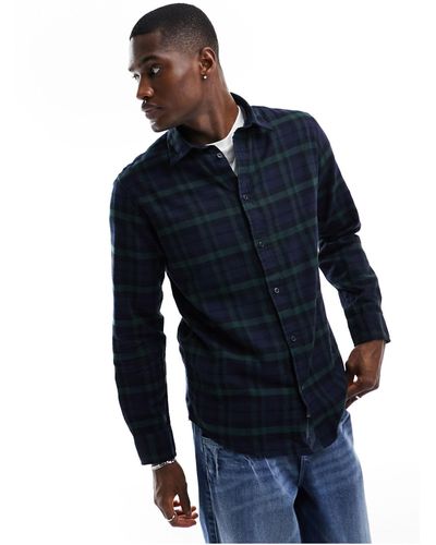 SELECTED Flannel Check Shirt - Blue