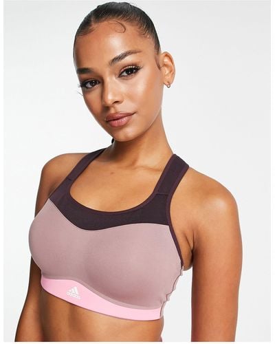 adidas Training Sports Club graphic mid support sports bra in white