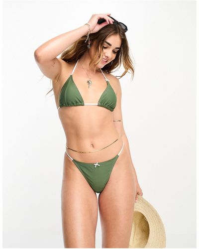 Daisy Street Strappy Bikini Bottoms - Green