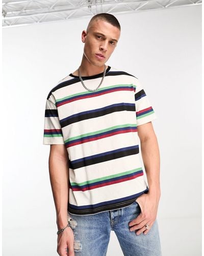 Another Influence Drop Shoulder Stripe T-shirt - White
