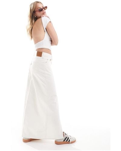 Levi's Ankle Column Front Slit Denim Skirt - White