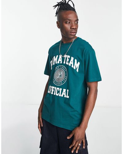 PUMA Team - t-shirt stile college con stampa - Blu