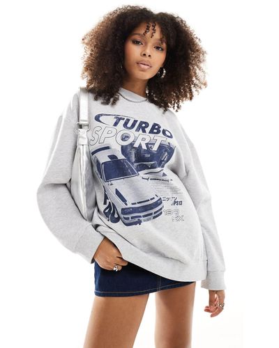 ASOS Oversized Sweat With Turbo Car Graphic - White
