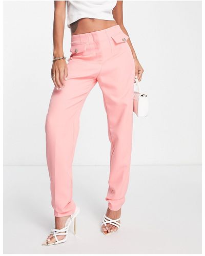 River Island Cigarette Broek Met Knopen - Roze