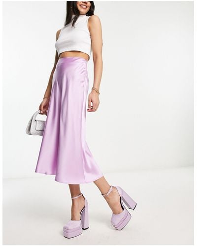 Flounce London Bias Cut Midi Skirt - Pink