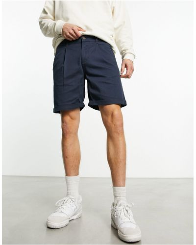 Jack & Jones Intelligence – chinoshorts mit bundfalten - Blau