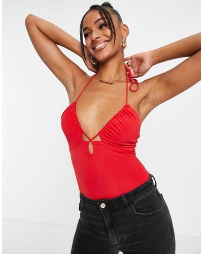Love Triangle Cami Body With Cut Out - Red