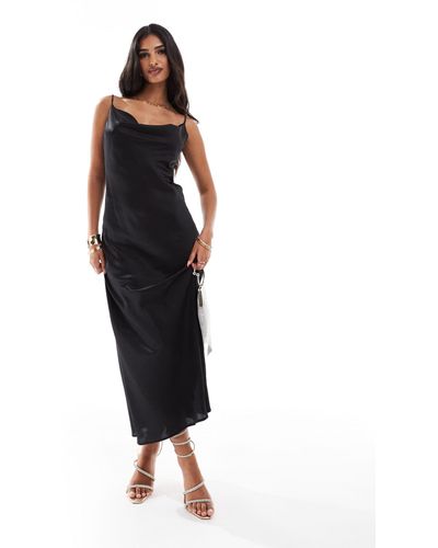 New Look Cowl Neck Satin Midi Dress - Black