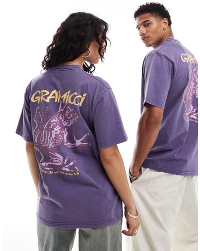 Gramicci Unisex Cotton T-shirt With Frog Graphic - Purple