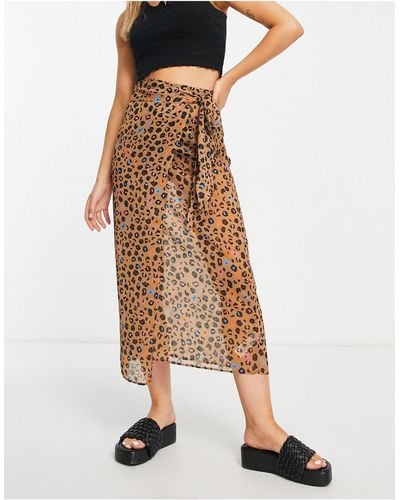 Never Fully Dressed Wrap Midi Skirt Co-ord - Brown