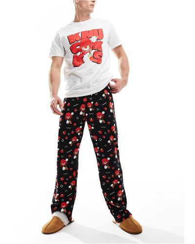 ASOS – pyjama-set mit knuckles-print - Weiß