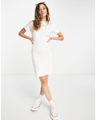 Noisy May Fitted Mini T-shirt Dress - White