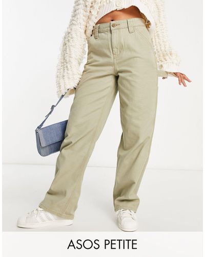 ASOS Pantalones cargo color con diseño minimalista y ribetes en contraste - Neutro