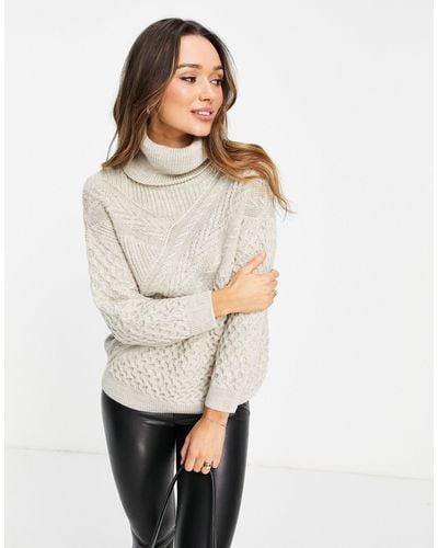 TOPSHOP Knitted Cable Roll Neck Sweater - Multicolour