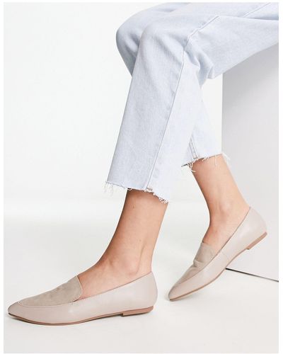 London Rebel Pointed Flat Loafers - White