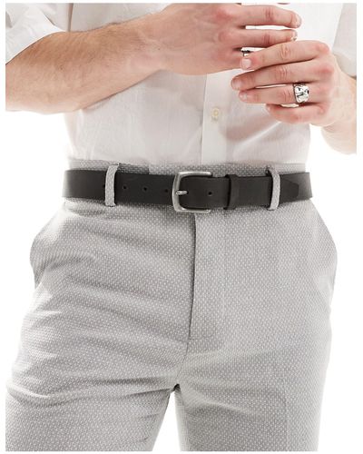 ASOS Leather Belt - Grey