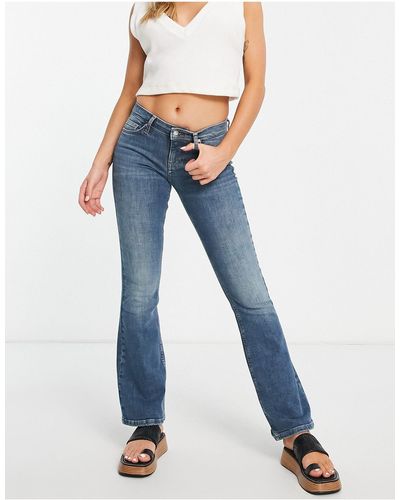 TOPSHOP Jamie - jeans bootcut a vita bassa lavaggio autentico - Blu