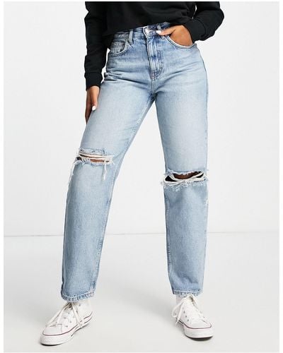 ONLY Robyn Distressed Straight Leg Jeans - Blue