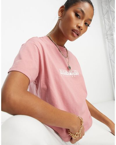 Napapijri – box – kurz geschnittenes t-shirt - Pink