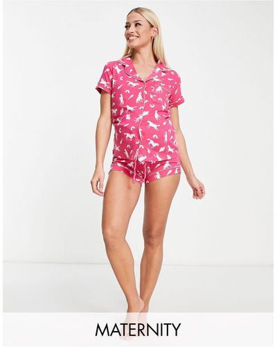 Chelsea Peers Maternity Short Pajama Set - Pink
