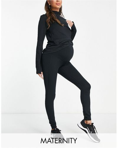 ASOS 4505 Maternity - legging avec envers molletonné et logo - Noir