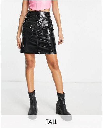 Noisy May Faux Leather Front Pocket Mini Skirt - Black