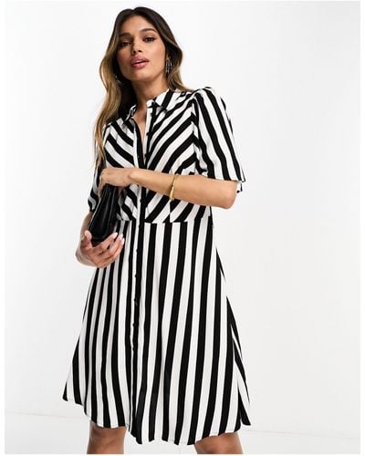 Y.A.S Stripe Mini Shirt Dress - Black