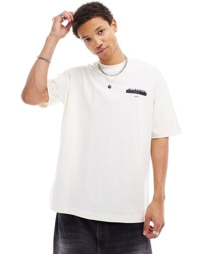 AllSaints Redact Oversized Embroidered Logo T-shirt - White