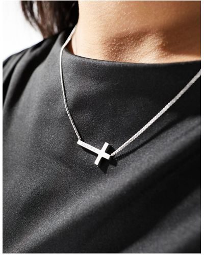 AllSaints X Asos Exclusive Cross Pendant Necklace - Black