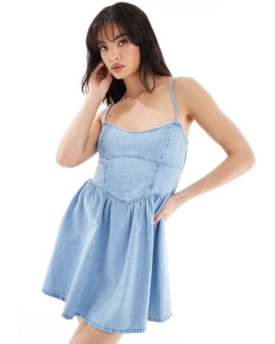 ASOS Soft Denim Cami Mini Dress - Blue