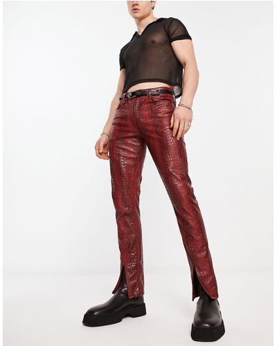 ASOS Skinny Leather-look Pants - Red