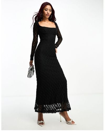 Bardot Lace Midi Dress - Black