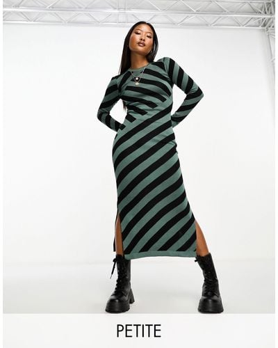 Vero Moda Stripe Knitted Maxi Dress - Green