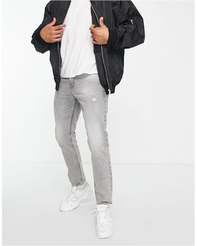 ASOS Jean slim - gris délavé - Blanc