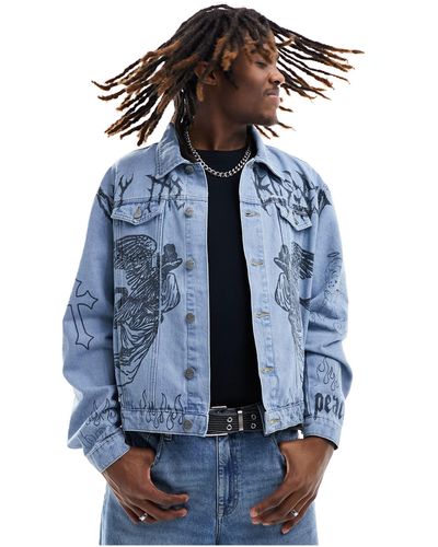 Liquor N Poker – bedruckte jeansjacke - Blau