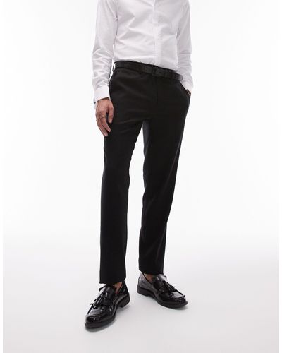 TOPMAN Skinny Textured Pants - Black