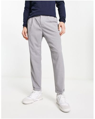 New Look Pantalones grises con pliegues delanteros dobles - Azul