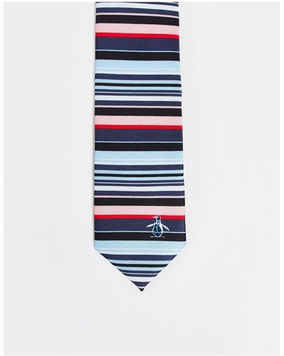 Original Penguin – krawatte mit retro-streifen - Blau