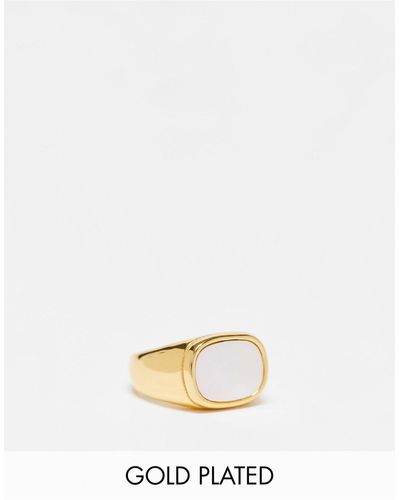 TOPSHOP 14k Plated Opal Stone Ring - White