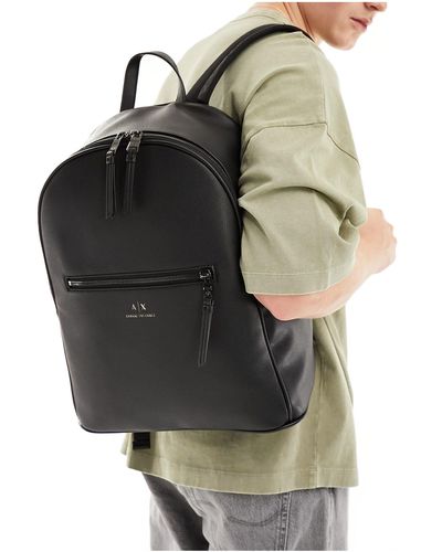 Armani Exchange – er rucksack aus kunstleder mit logo - Schwarz