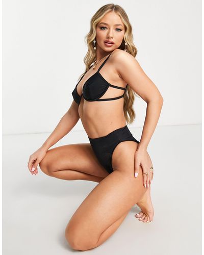 Missguided Mix & match - top bikini con ferretto - Nero