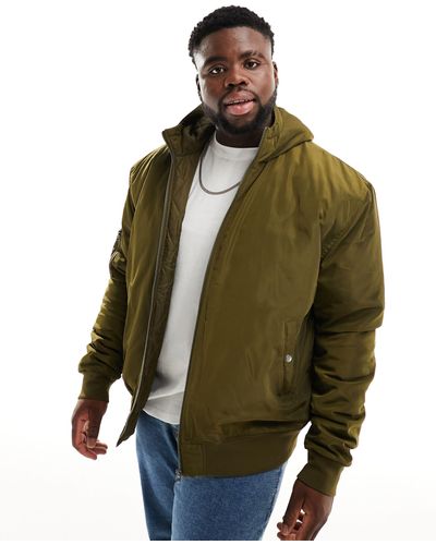 Le Breve Plus Bomber Jacket With Hood - Green
