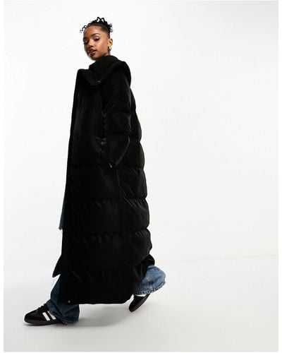 Urbancode Maxi Puffer Coat With Oversized Shawl Collar - Black
