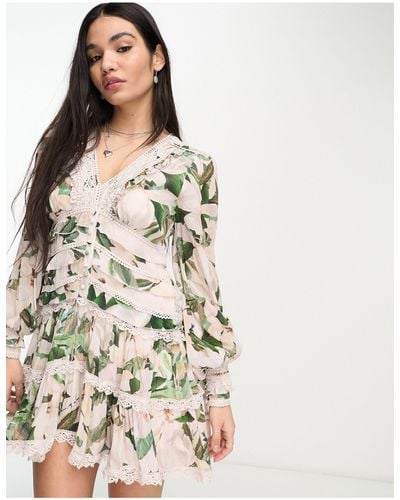 AllSaints Zora alessandra - robe courte à imprimé fleuri - rose et vert - Neutre