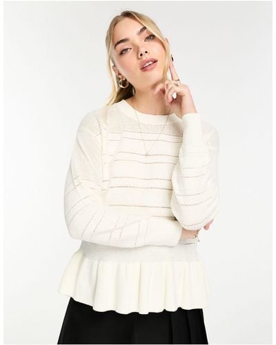 Jdy Crochet Sweater With Pephem - White