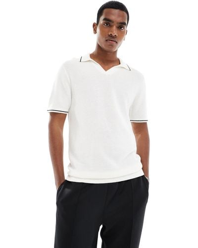 Hollister Knitted Polo With Tipping - White
